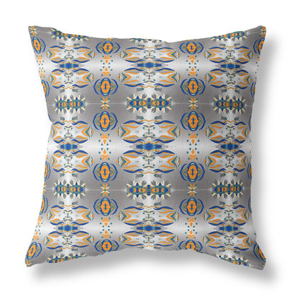 Gray & Orange Abstract Suede Pillow