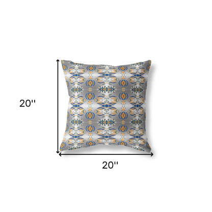 Gray & Orange Abstract Suede Pillow