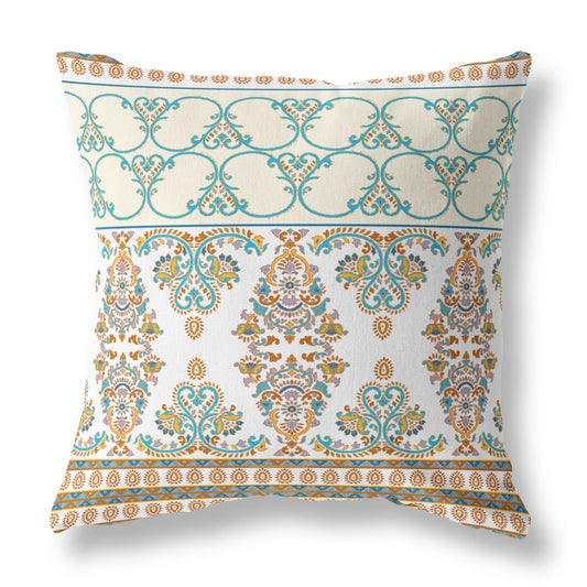 Orange & Teal Stencil Suede Pillow