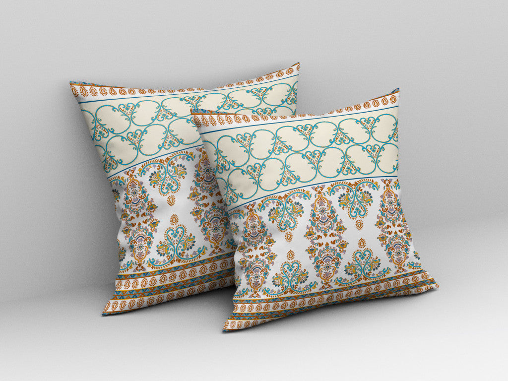 Orange & Teal Stencil Suede Pillow