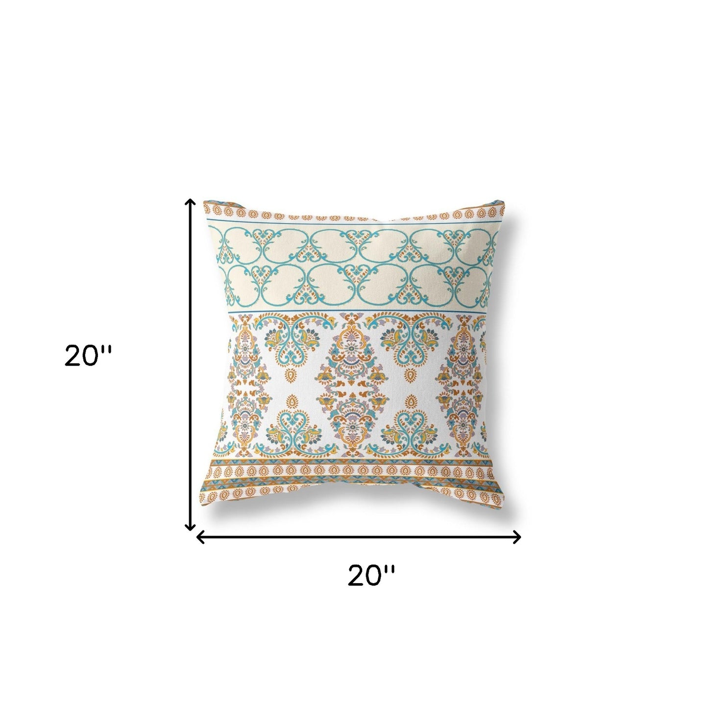 Orange & Teal Stencil Suede Pillow
