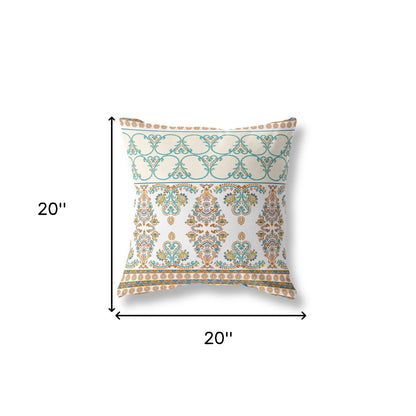 Orange & Teal Stencil Suede Pillow
