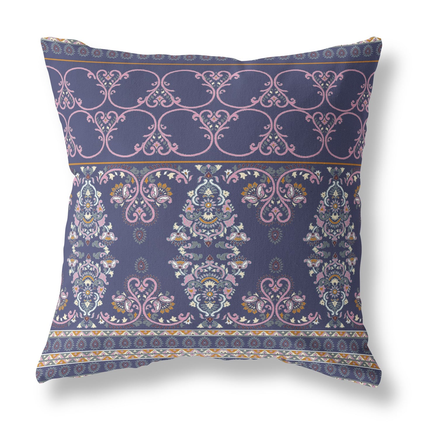 Blue & Pink Stencil Suede Pillow