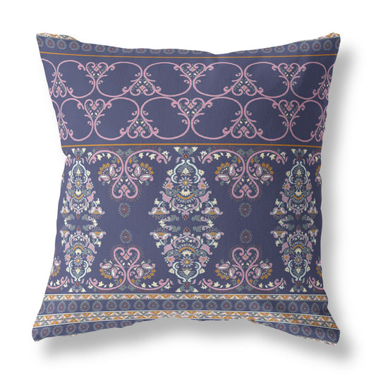 Blue & Pink Stencil Suede Pillow