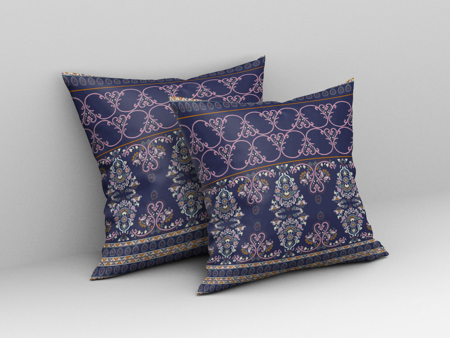 Blue & Pink Stencil Suede Pillow