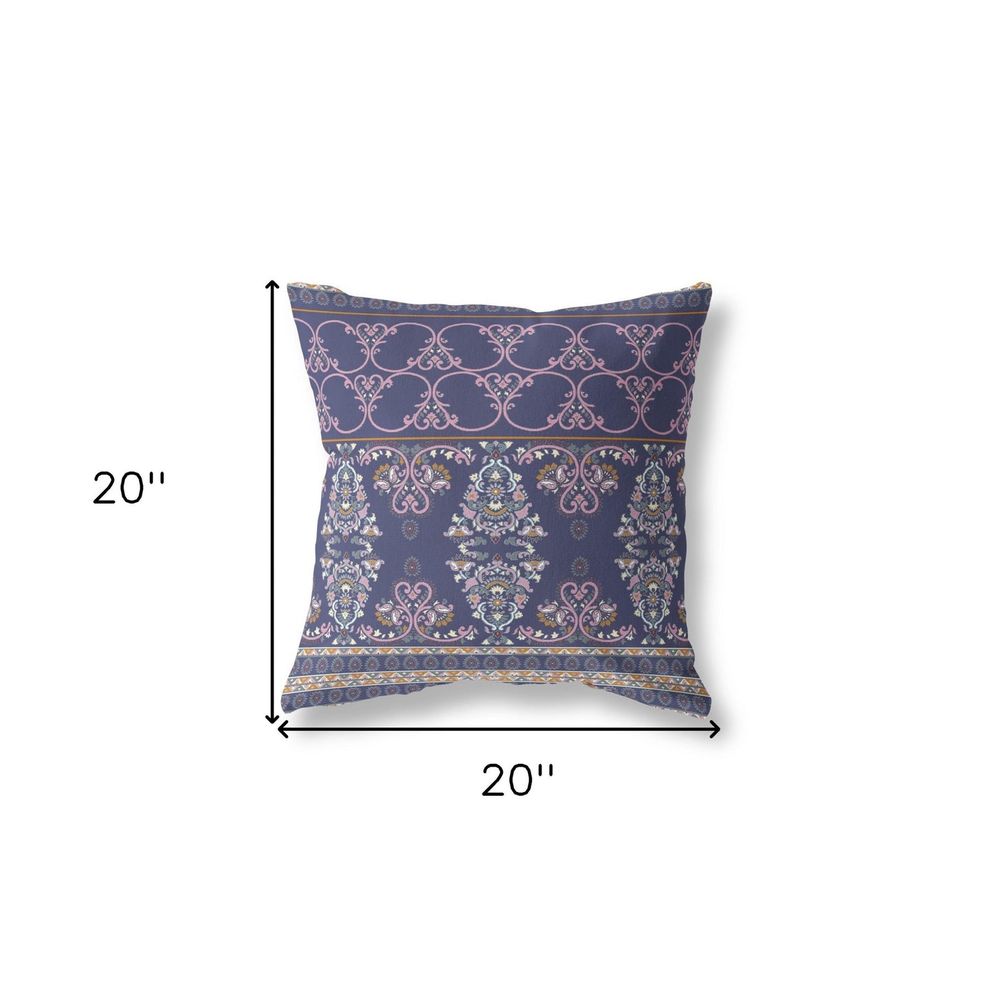 Blue & Pink Stencil Suede Pillow