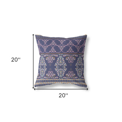 Blue & Pink Stencil Suede Pillow