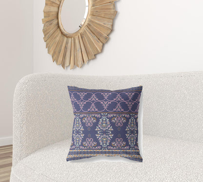 Blue & Pink Stencil Suede Pillow