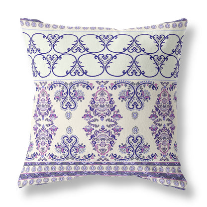 White & Purple Stencil Suede Pillow