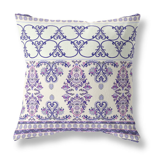 White & Purple Stencil Suede Pillow