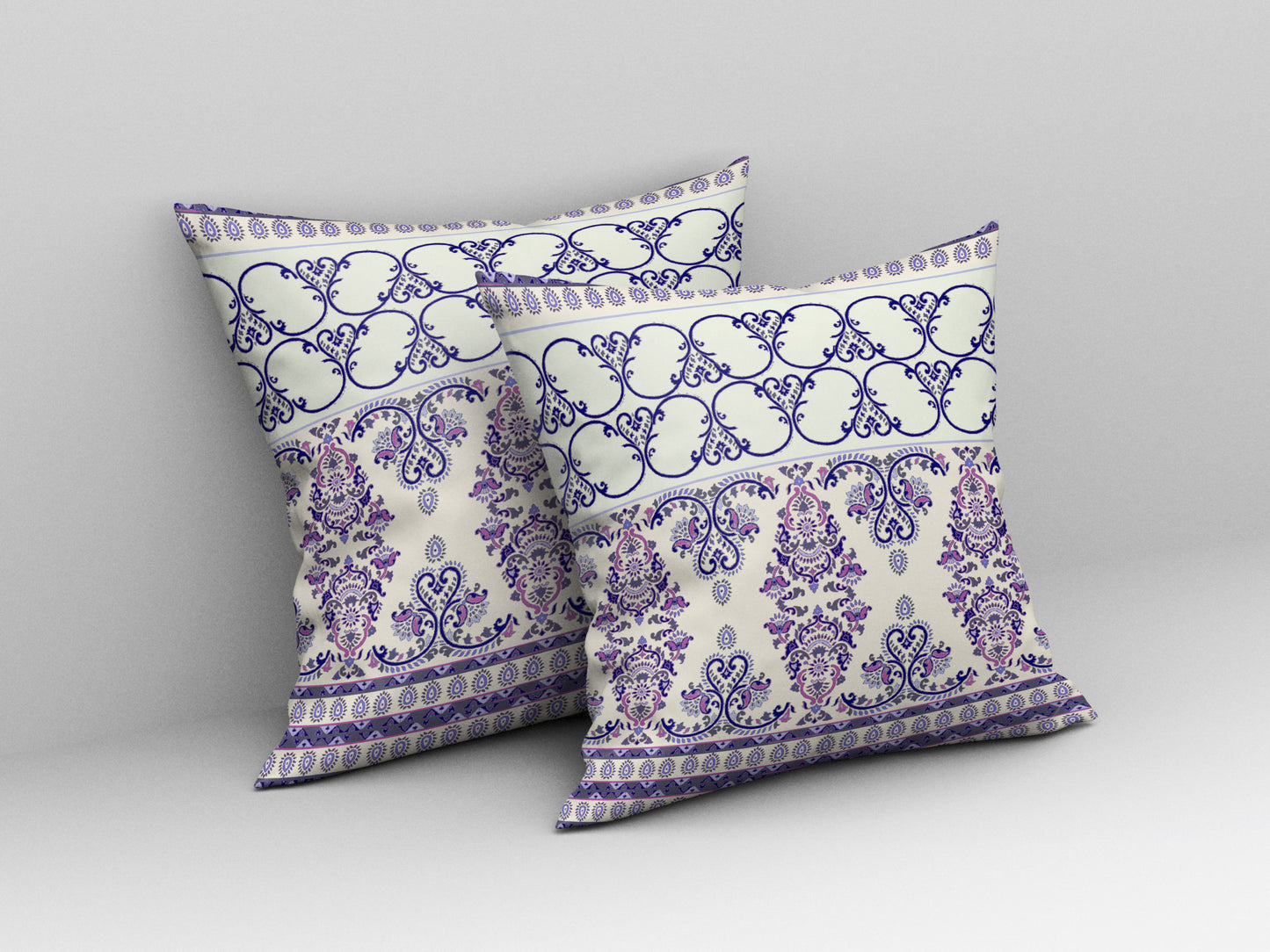 White & Purple Stencil Suede Pillow