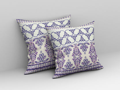 White & Purple Stencil Suede Pillow