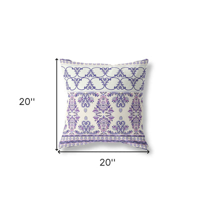 White & Purple Stencil Suede Pillow