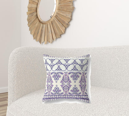 White & Purple Stencil Suede Pillow