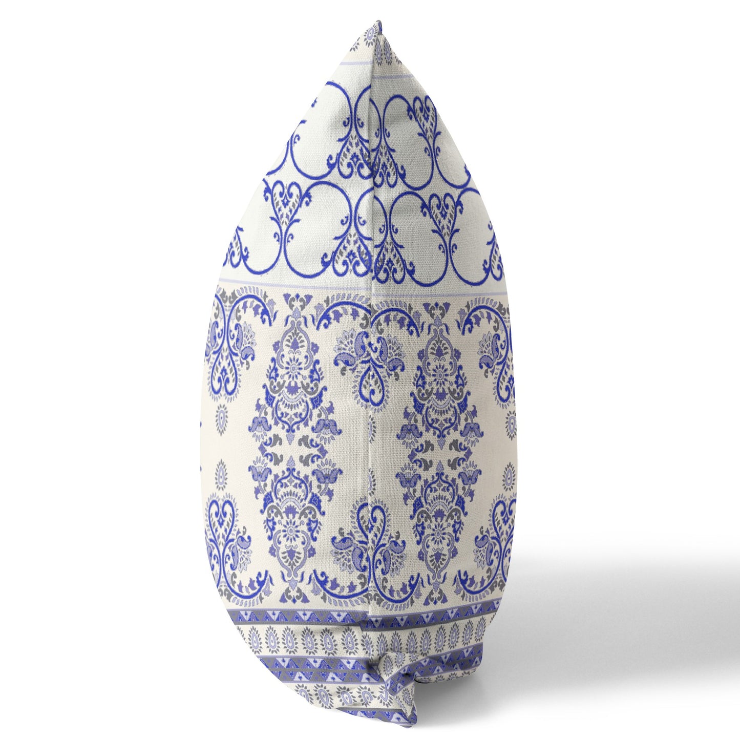 White & Blue Stencil Suede Pillow