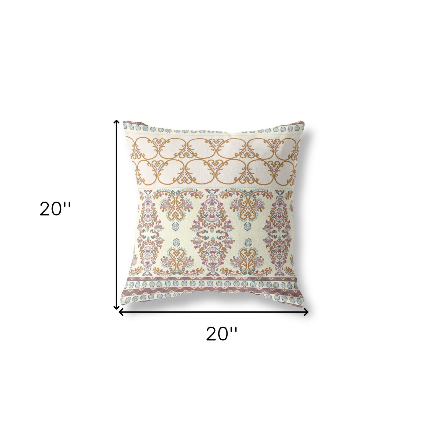 Off White & Orange Stencil Suede Pillow