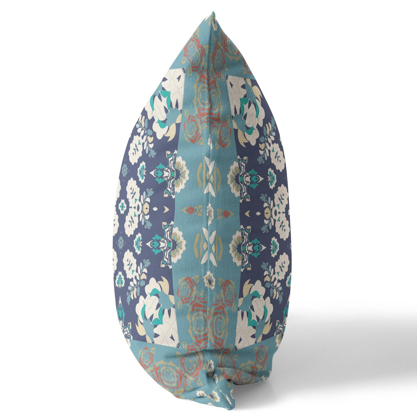 Gray & Blue Floral Suede Pillow