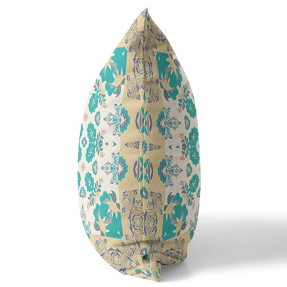 Yellow & White Floral Suede Pillow