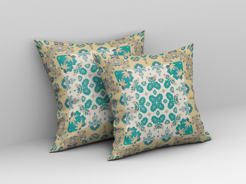 Yellow & White Floral Suede Pillow