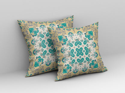 Yellow & White Floral Suede Pillow