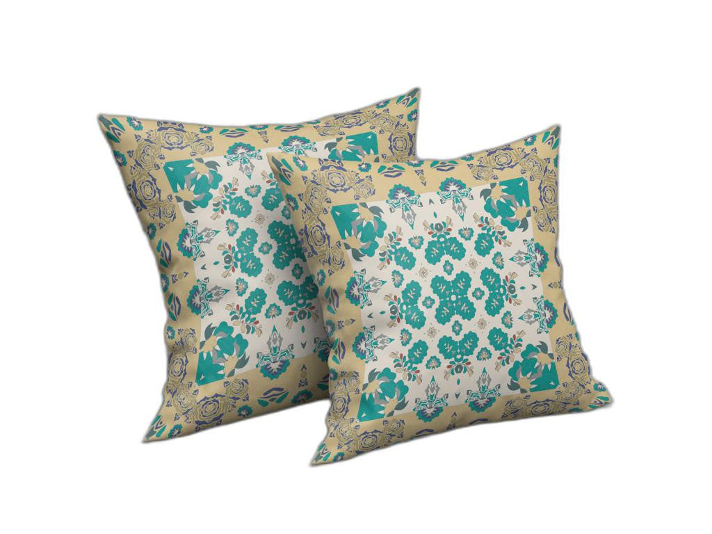 Yellow & White Floral Suede Pillow