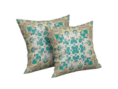Yellow & White Floral Suede Pillow