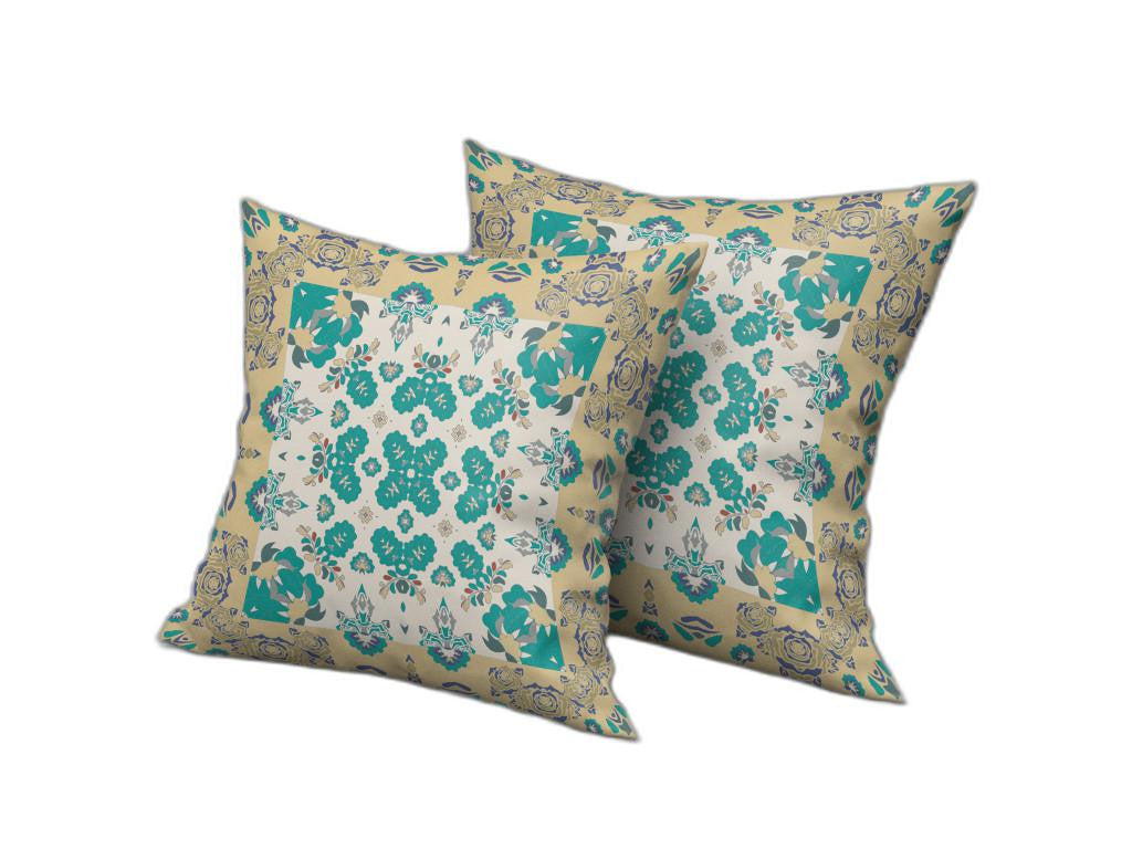 Yellow & White Floral Suede Pillow