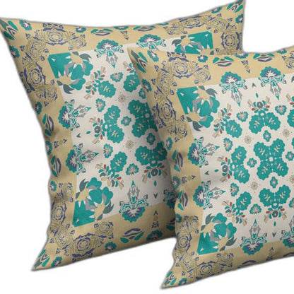 Yellow & White Floral Suede Pillow
