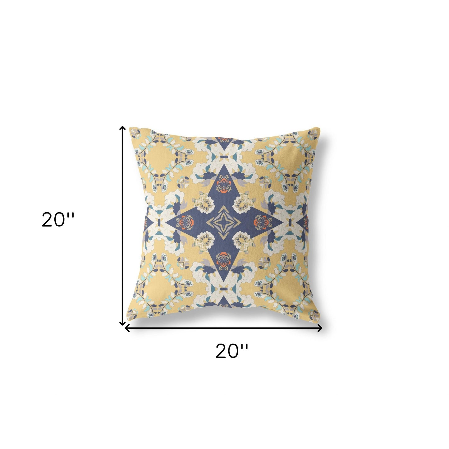 Yellow & Blue Floral Suede Pillow