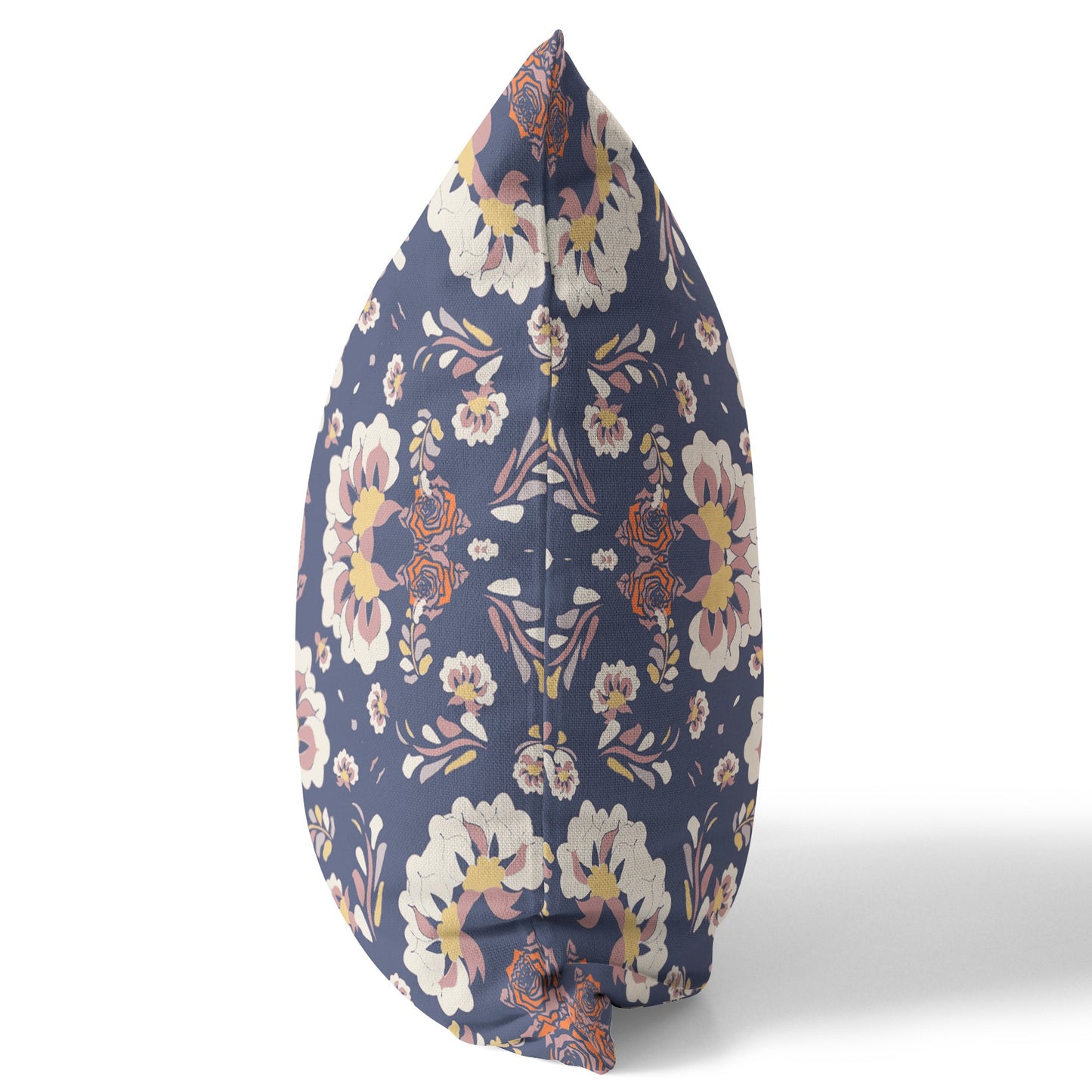 Blue & White Floral Suede Pillow