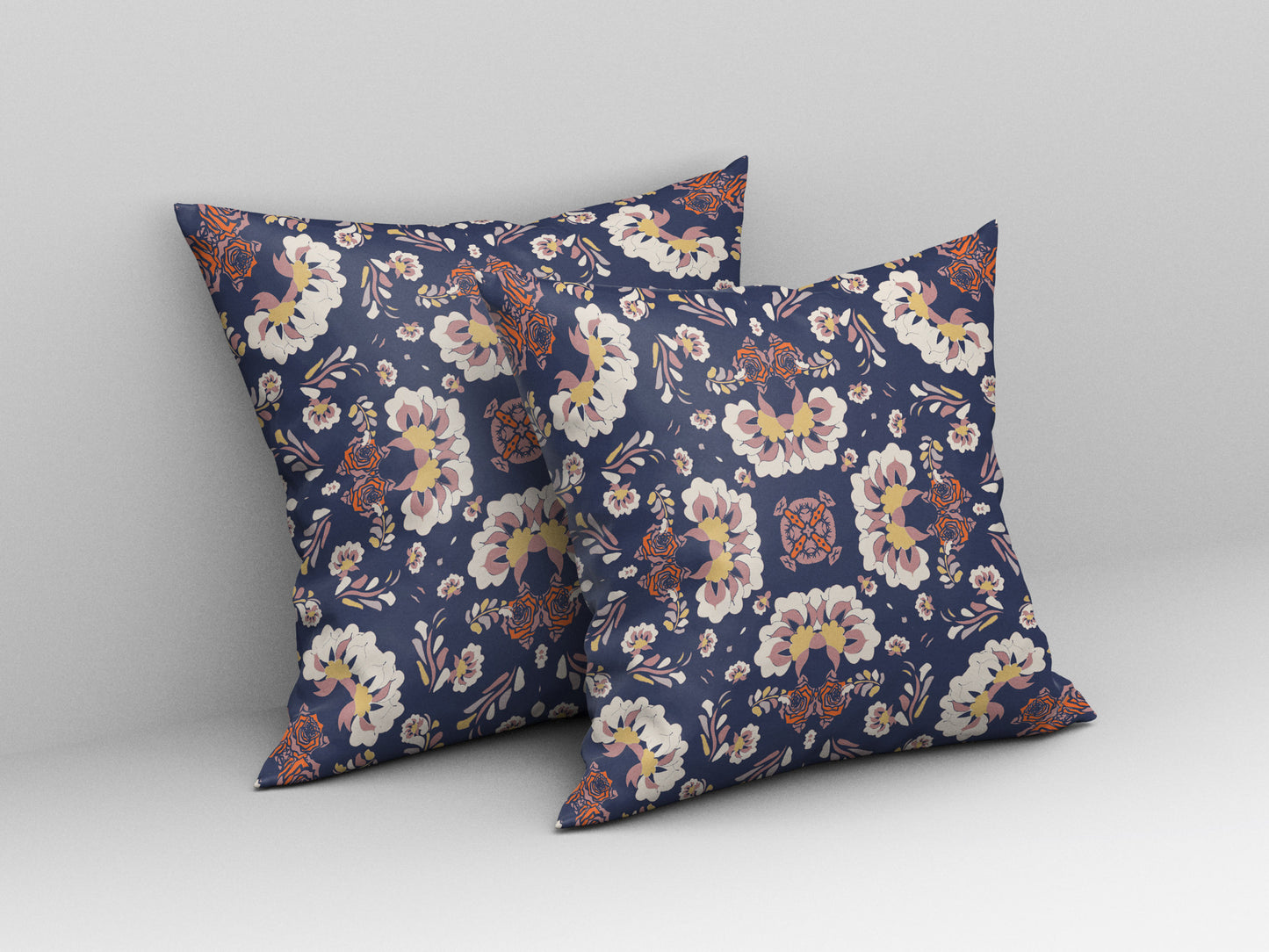 Blue & White Floral Suede Pillow