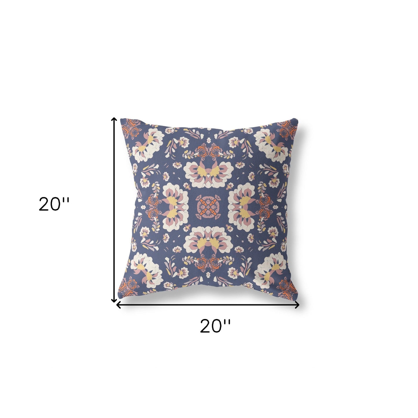 Blue & White Floral Suede Pillow
