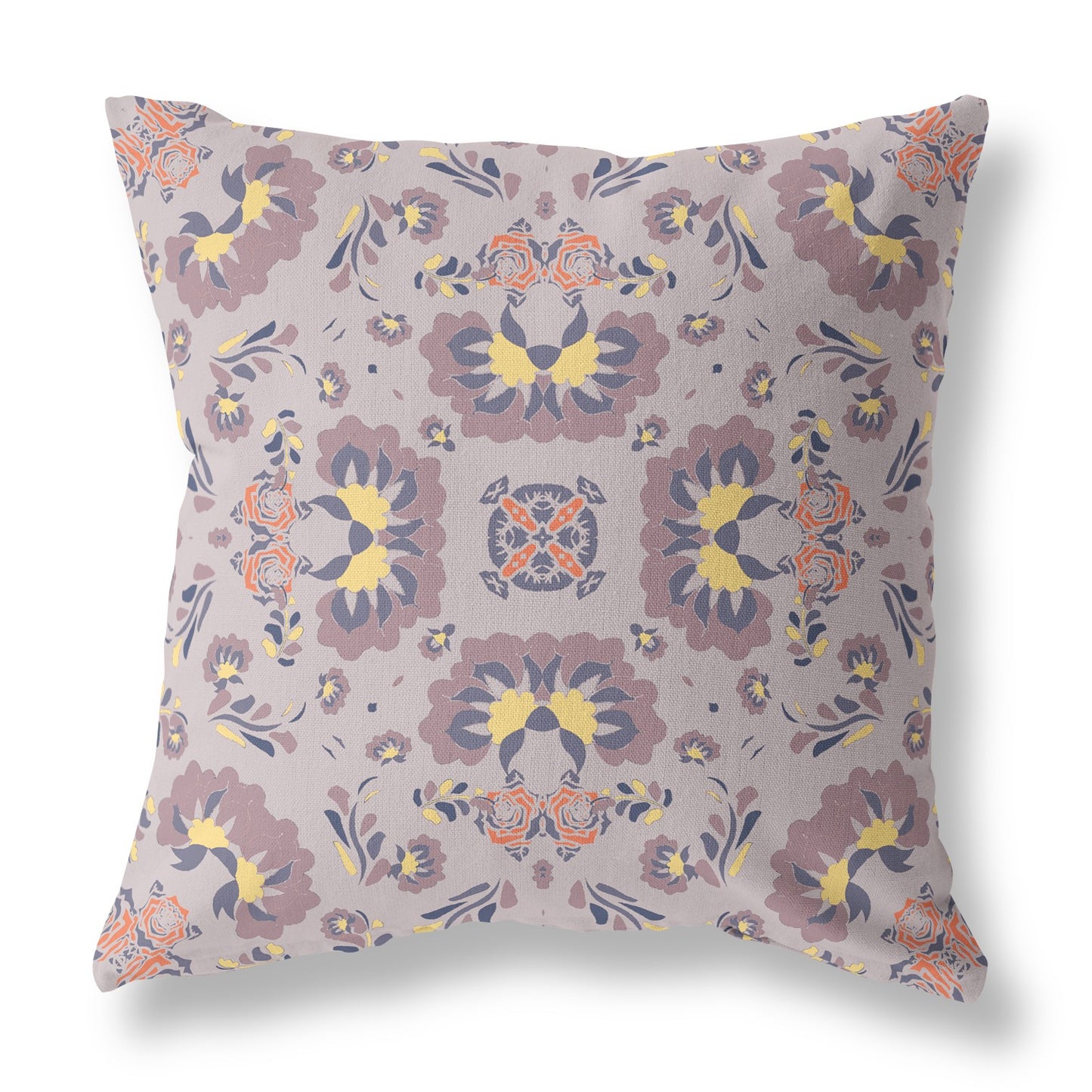 Muted Purple & Yellow Floral Suede Pillow