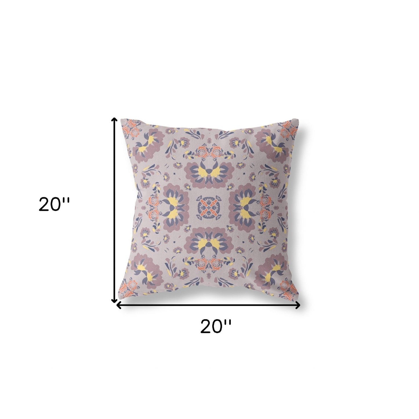 Muted Purple & Yellow Floral Suede Pillow