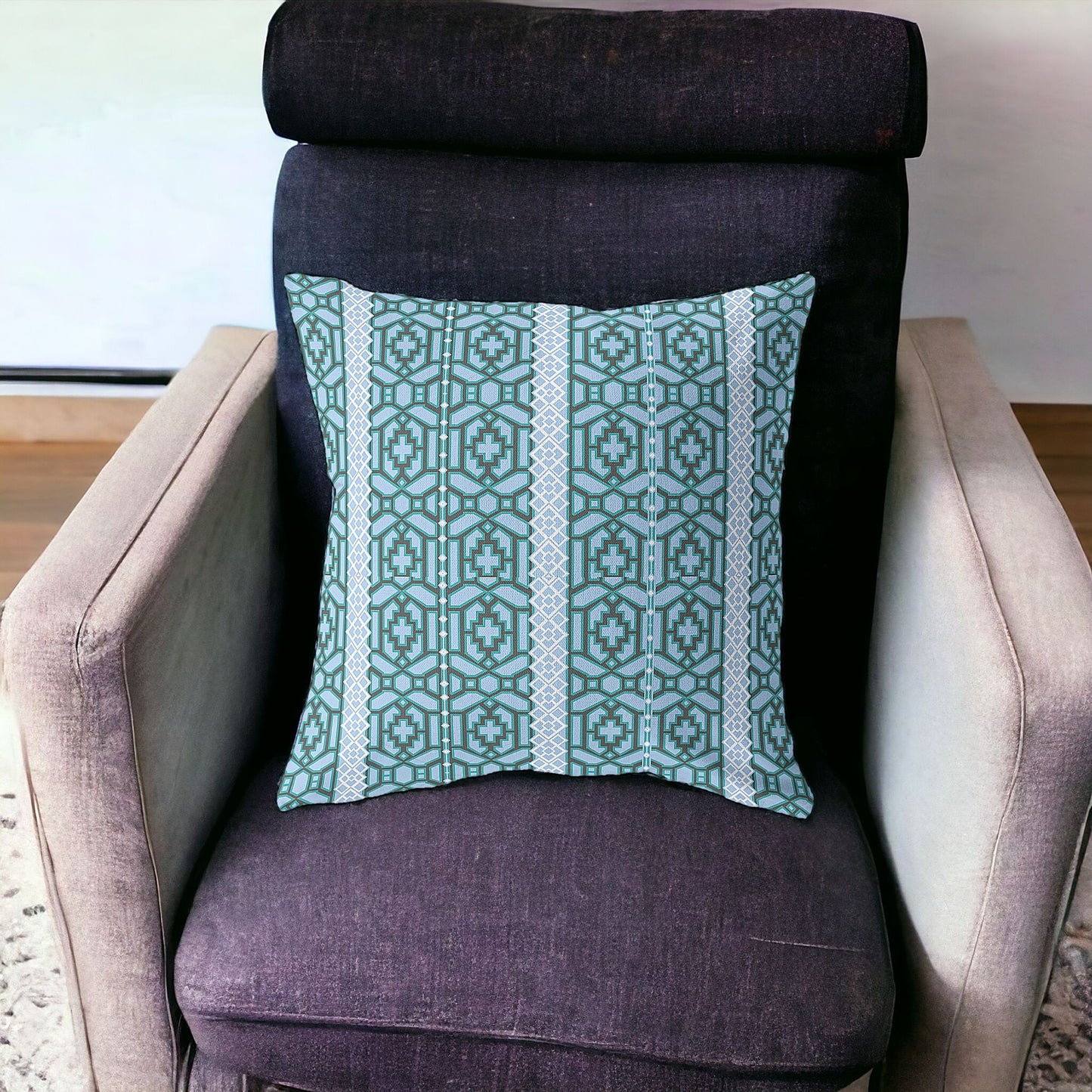 Blue & Brown Suede Pillow