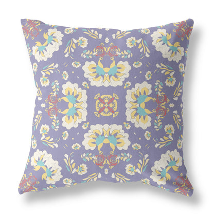 Purple Floral Suede Pillow