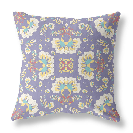 Purple Floral Suede Pillow