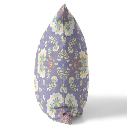 Purple Floral Suede Pillow