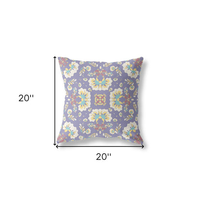 Purple Floral Suede Pillow