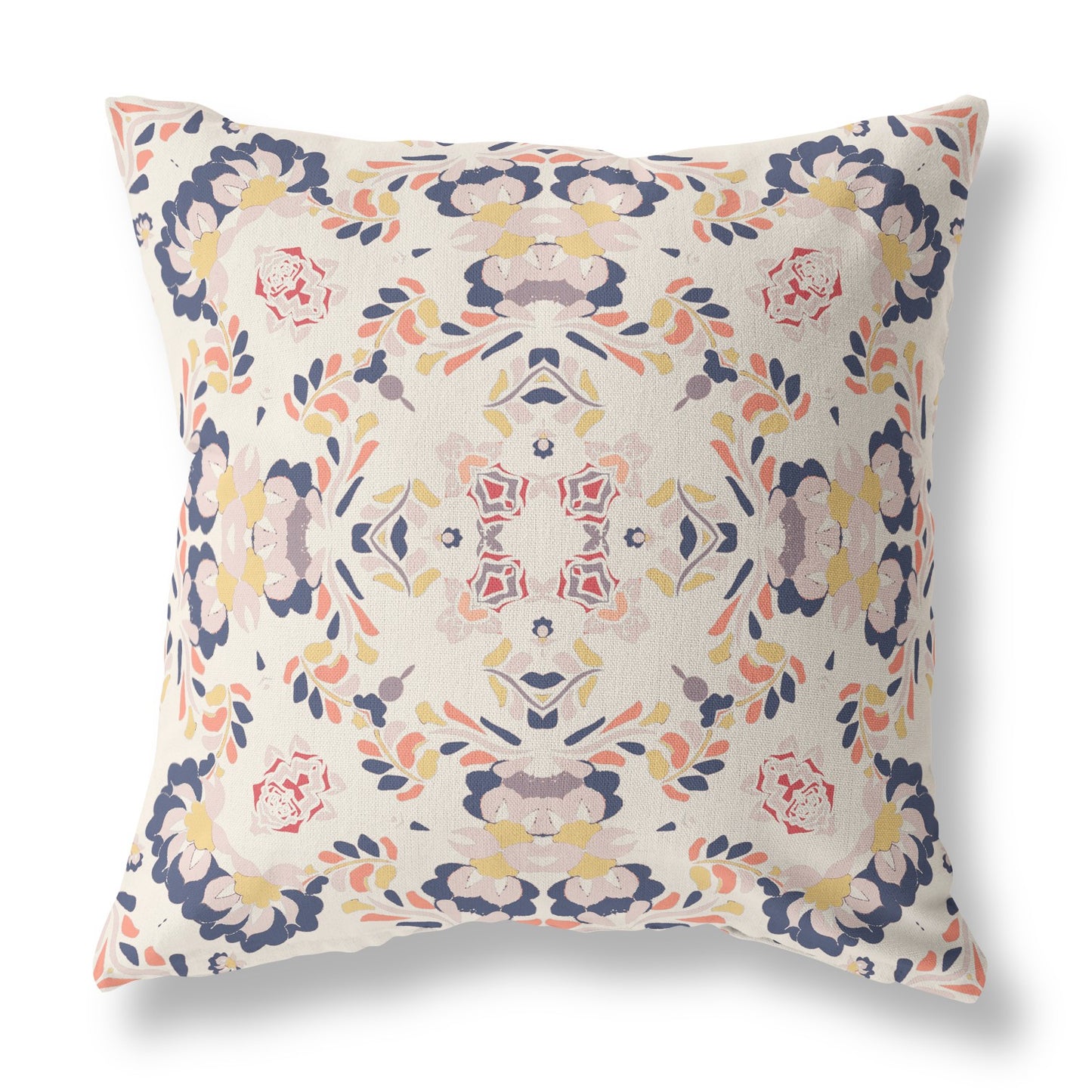 White & Blue Abstract Suede Pillow