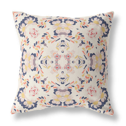 White & Blue Abstract Suede Pillow