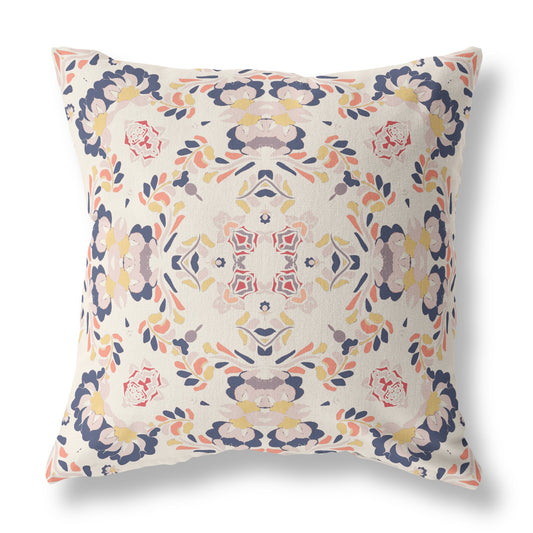 White & Blue Abstract Suede Pillow