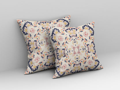 White & Blue Abstract Suede Pillow