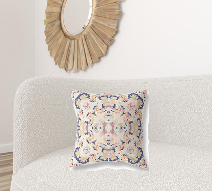 White & Blue Abstract Suede Pillow