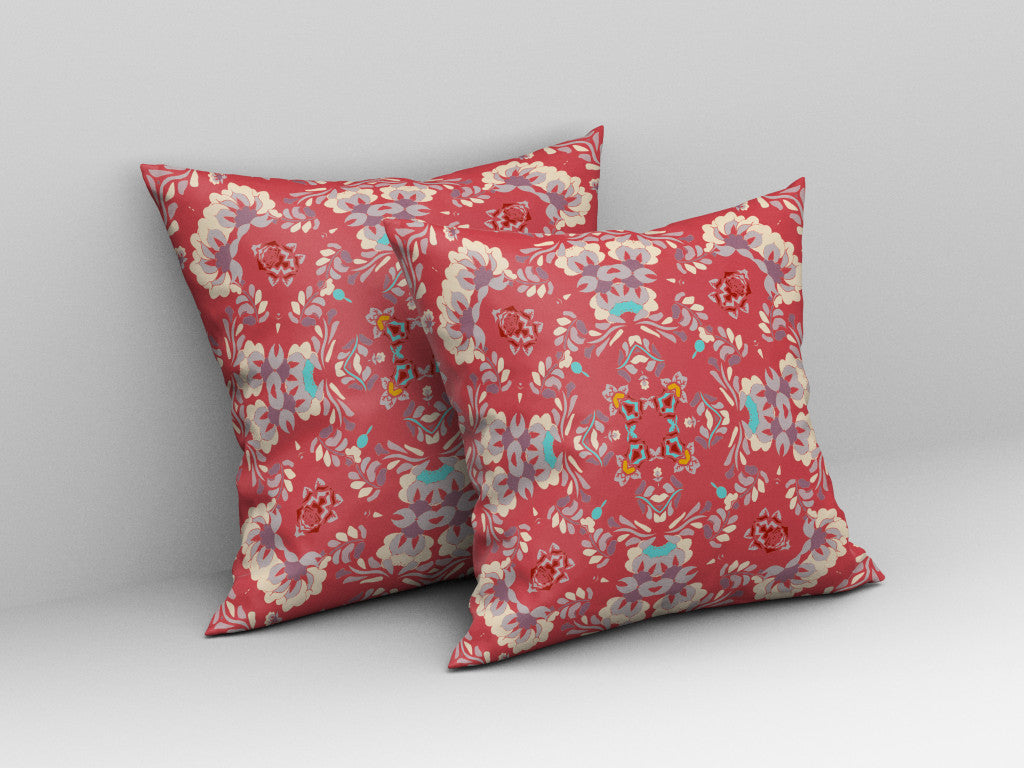 Red Abstract Suede Pillow