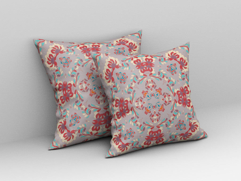 Purple & Red Abstract Suede Pillow