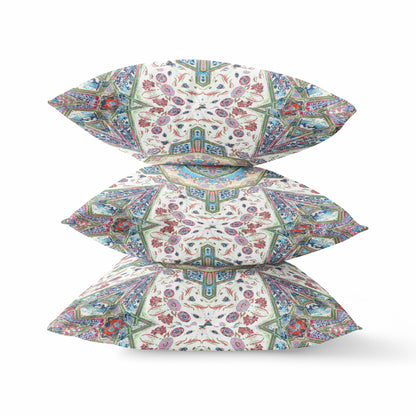 Pink & Ivory Microsuede Geometric Pillow