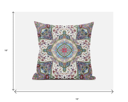 Pink & Ivory Microsuede Geometric Pillow