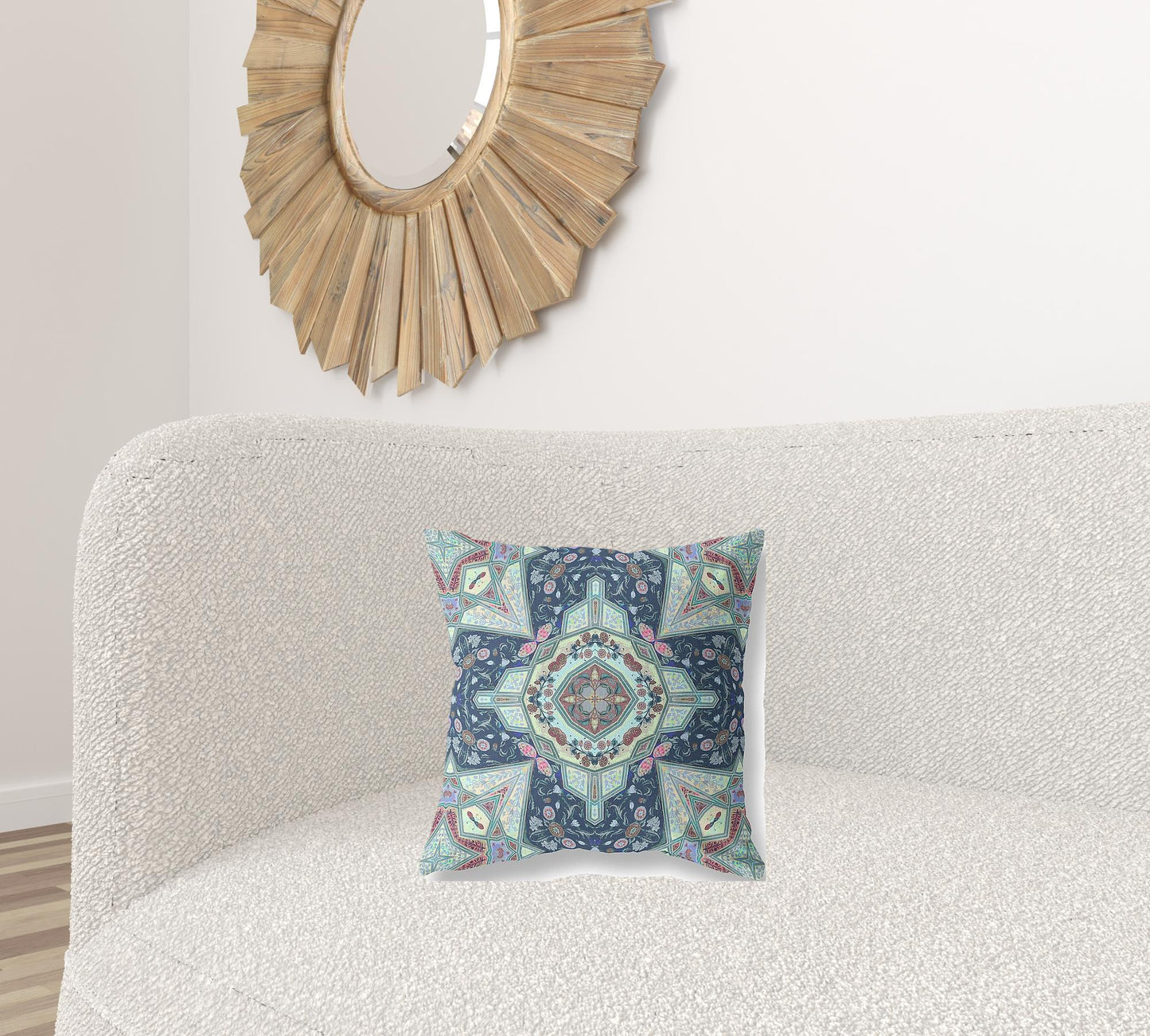 Aqua Microsuede Geometric Pillow