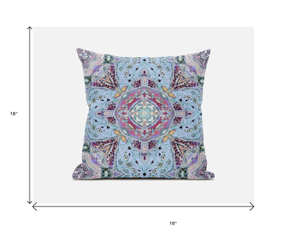 Light Blue Microsuede Geometric Pillow